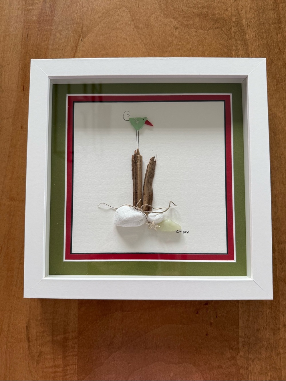 Hand Crafted Sea Glass & Pebble Art Piece